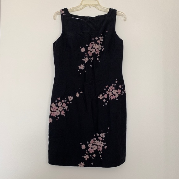 Black Sleeveless Dress with Pink Flowers - Picture 1 of 9